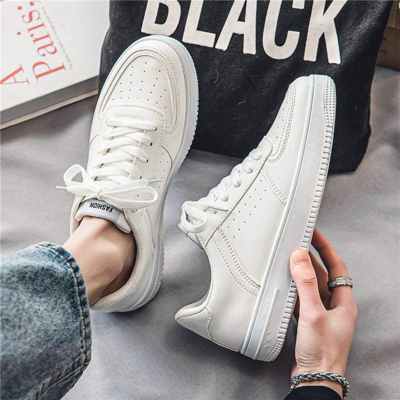 Men's Solid Color White Sneakers 